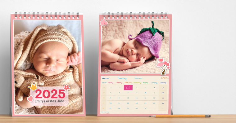 Tischkalender gestalten im DIN A5 Hoch- oder Querformat