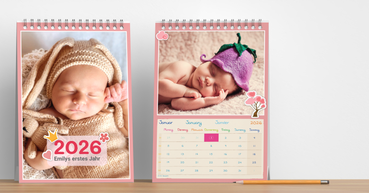 Tischkalender gestalten im DIN A5 Hoch- oder Querformat