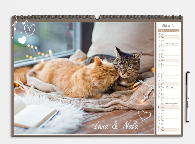 Kostenlose Kalender Vorlage Elisa & Love
