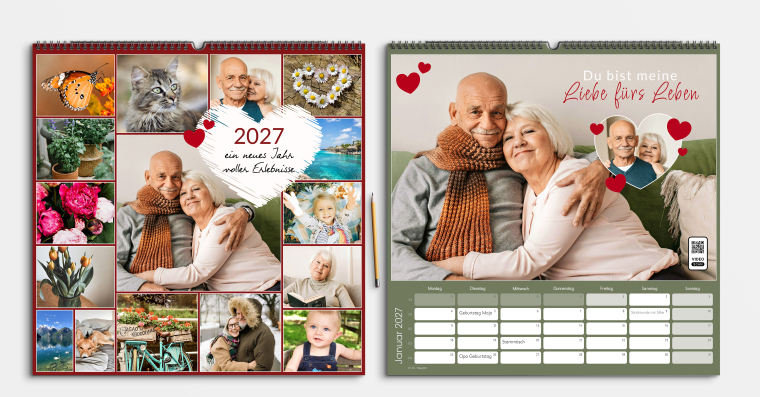 Fotokalender gestalten im quadratischen Format 42x42 cm