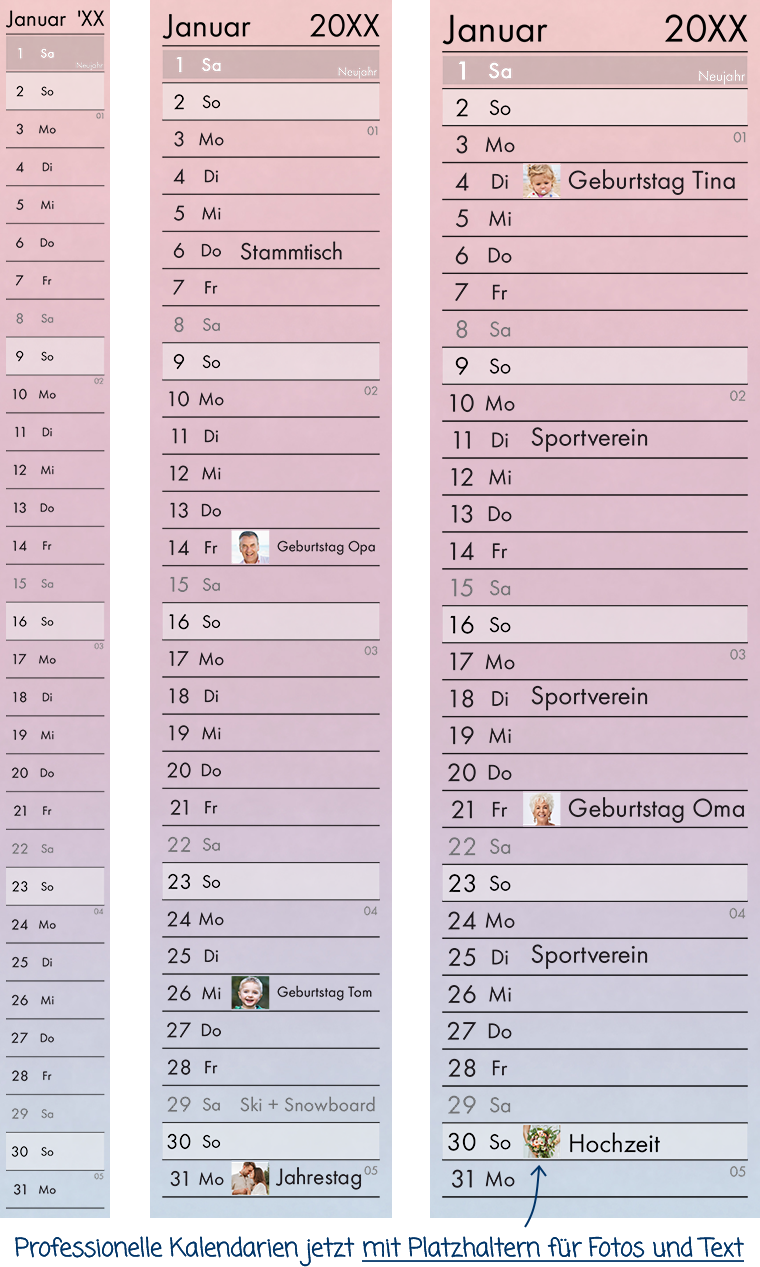 Kalendervorlage transparent