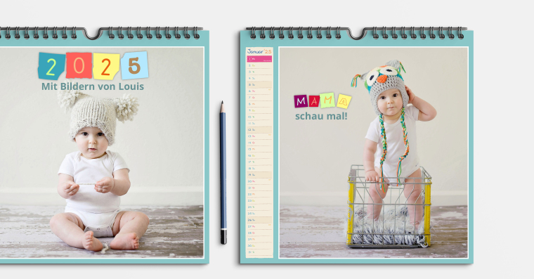 Fotokalender gestalten im quadratischen Format 21x21 cm