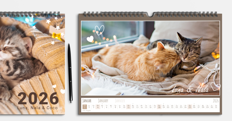 Fotokalender DIN A4 im Hoch- oder Querformat gestalten