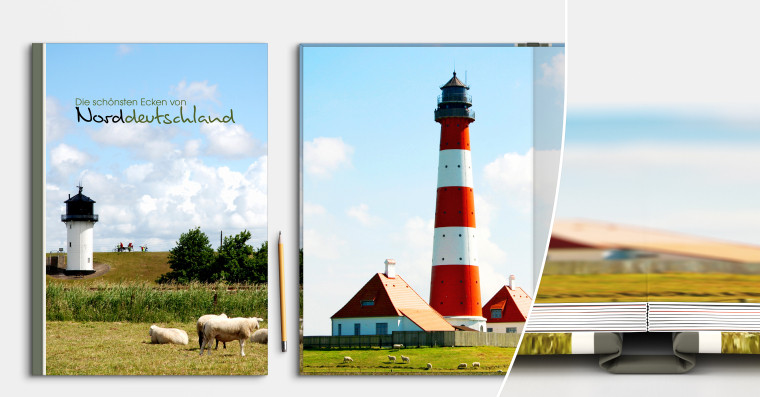 LayFlat Fotobuch DIN A4 hoch erstellen mit Hardcover