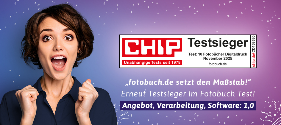 Fotobuch erstellen beim CHIP Fotobuch Testsieger 2026 und TIPA World Photo Award Gewinner