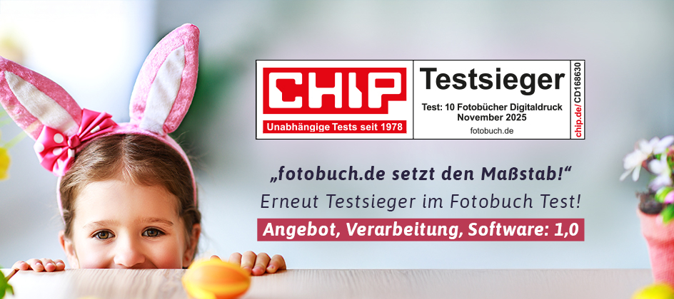 Fotobuch erstellen beim CHIP Fotobuch Testsieger 2026 und TIPA World Photo Award Gewinner