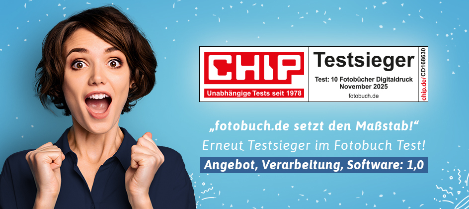 Fotobuch erstellen beim CHIP Fotobuch Testsieger 2026 und TIPA World Photo Award Gewinner 2026