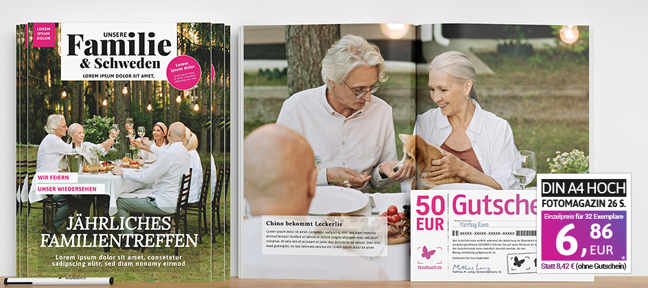 Fotomagazine erstellen beim CHIP Fotobuch Testsieger 2026 und TIPA World Photo Award Gewinner 2026 (Beste Fotobuch Software)