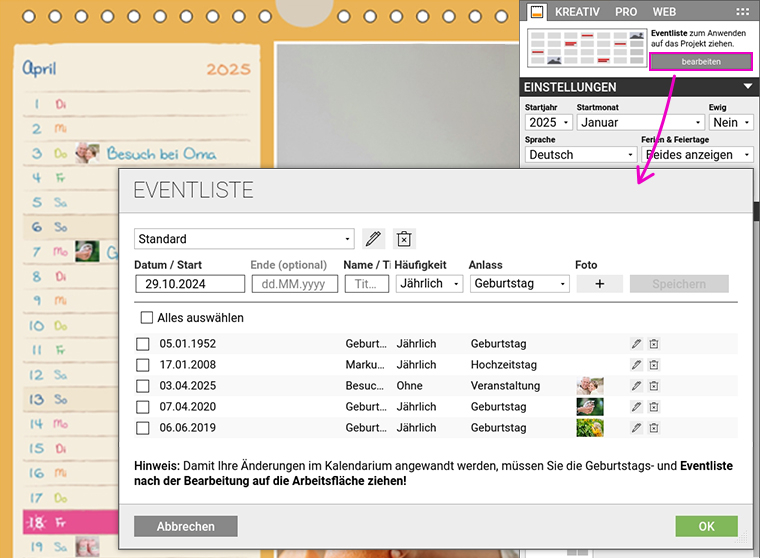 Eventliste 