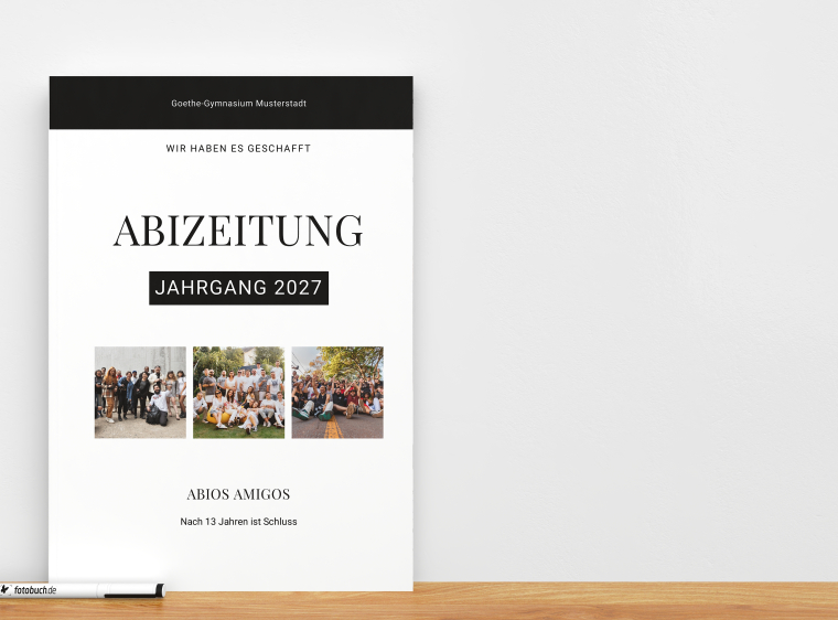 Abizeitung DIN A4 mit eigenen Fotos und Text erstellen