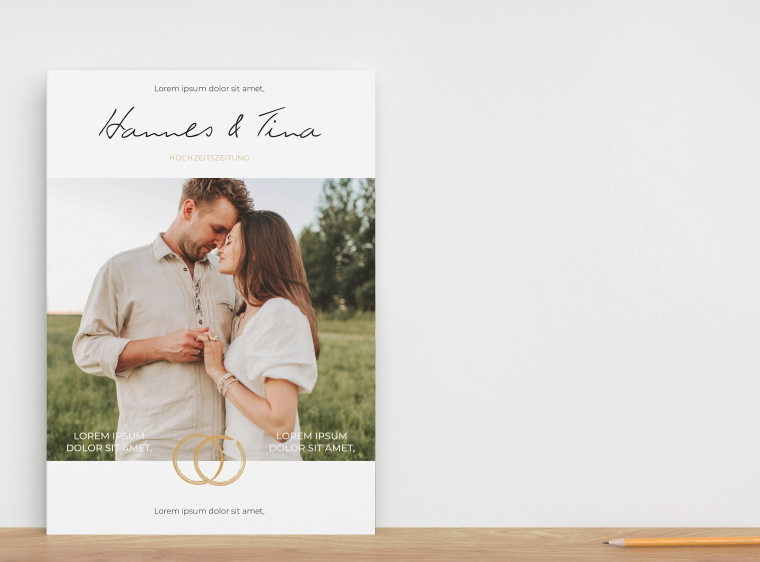 Hochzeitszeitung DIN A4 mit eigenen Fotos und Text erstellen
